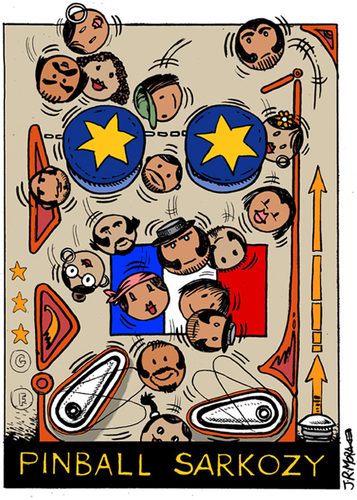Cartoon: Pinball Sarkozy (medium) by jrmora tagged gipsy,gitanos,sarkozy,francia,france