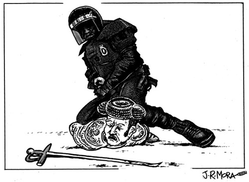 Cartoon: Toros (medium) by jrmora tagged toros,torero,policia