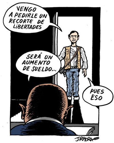 Cartoon: Trabajo y libertad de prensa (medium) by jrmora tagged trabajo,sueldos,periodismo,prensa,precariedad,medios