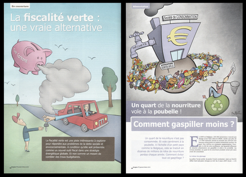 Cartoon: Printed Publication in -Imagine- (medium) by BenHeine tagged imagine,demain,le,monde,ben,heine,carbon,tax,cartoon,food,waste,freeganism,political,art,publication,magazine