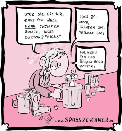 Cartoon: Der Trinkerdoktor (medium) by Clemens tagged cartoons,doktor,alkoholiker,trinker,pub,kneipe,weisse,mäuse