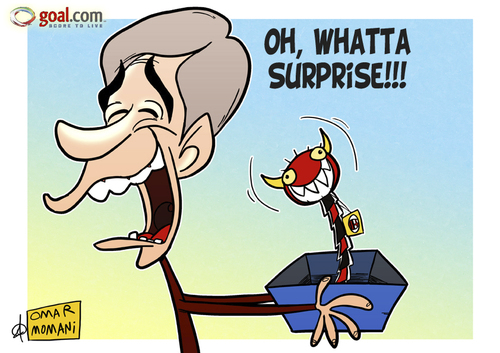 Cartoon: Arsenal lovely Surprise (medium) by omomani tagged league,champions,arsenal,milan,ac,england,france,italy,premier,serie,wenger