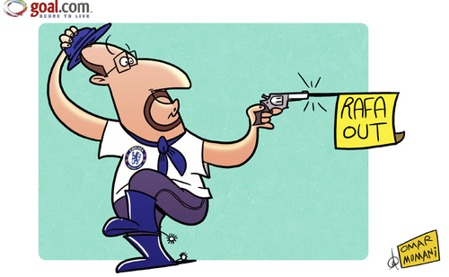 Cartoon: Benitez feeling Blue (medium) by omomani tagged rafael,benitez,chelsea,premier,league,cowboy