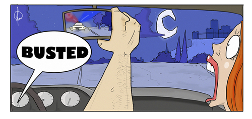 Cartoon: Busted (medium) by omomani tagged police,girl,car,night,outdoor