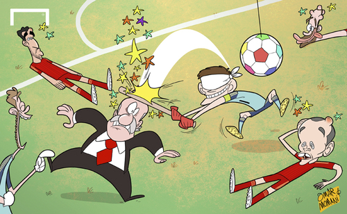 Cartoon: Casillas hurting Spain (medium) by omomani tagged casillas,del,bosque,spain