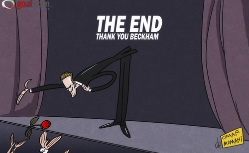 Cartoon: David Beckham ends LA career (medium) by omomani tagged david,beckham,hollywood,cinema