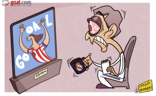 Cartoon: Fear of Falcao keeps Mourinho up (medium) by omomani tagged mourinho,falcao,atletico,madrid,real