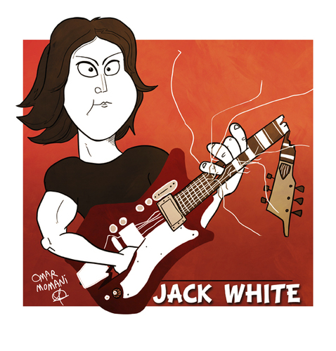 Cartoon: Jack White (medium) by omomani tagged jack,white,the,dead,weather,stripes,raconteurs,usa,rock,roll,music