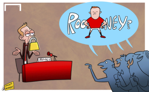 Cartoon: Moyes tight lipped on Rooney fut (medium) by omomani tagged manchester,united,moyes,rooney