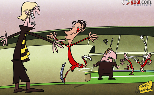 Cartoon: Sahin runs back to B Dortmund (medium) by omomani tagged brendan,rodgers,dortmund,jurgen,klopp,liverpool,nuri,sahin