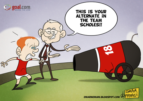Cartoon: Scholes Alternative (medium) by omomani tagged scholes,manchester,united,ferguson,england,scotland,soccer,football