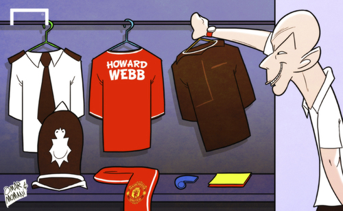 Cartoon: Webb hangs up his whistle (medium) by omomani tagged howard,webb,manchester,united