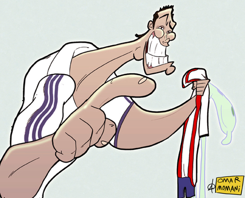Cartoon: Mourinho and CR beats Atletico M (medium) by omomani tagged atletico,madrid,cristiano,ronaldo,la,liga,mourinho,real