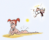 Cartoon: Horney Cupid (small) by omomani tagged cupid,love,girl,ass,beach,bay,sun,red