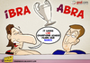 Cartoon: Ibra and Abra (small) by omomani tagged ibrahimovic,abramovich,ac,milan,chelsea,italy,england,sweden,russia,serie,premier,league,champions,soccer,football,cartoon