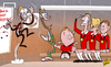 Cartoon: Man Utd look to class of 99 (small) by omomani tagged champions,league,david,beckham,de,gea,moyes,ole,gunnar,solskjaer,rooney,teddy,sheringham