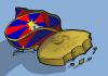 Cartoon: Free Tibet (small) by andart tagged tibet,free,gold,aid,flag,cookie,starvation,olympic,games