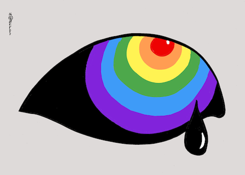Cartoon: CSD-Trauer (medium) by Pfohlmann tagged csd,pride,berlin,anschlag,attentat,trauer,träne,lgbtq,regenbogenfahne,csd,pride,berlin,anschlag,attentat,trauer,träne,lgbtq,regenbogenfahne