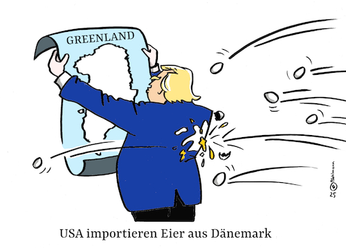 Cartoon: Dänische Eier (medium) by Pfohlmann tagged usa,trump,dänemark,grönland,eier,import,export,eiermangel,wirtschaft,protest,unabhängigkeit,lebensmittelpreise,vogelgrippe,usa,trump,dänemark,grönland,eier,import,export,eiermangel,wirtschaft,protest,unabhängigkeit,lebensmittelpreise,vogelgrippe