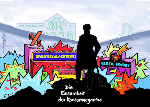 Cartoon: Der Konsumveganer (medium) by Pfohlmann tagged malerei,gemälde,blackfriday,konsum,rabatte,rabattschlacht,schlachterei,fleisch,veganer,vegan,veganismus,enthaltsamkeit,konsumverweigerung,caspar,david,friedrich,einsamkeit,einsam,isolation,gesellschaft,geld,preise,preisnachlass,prozente,handel,shops,romantik,malerei,gemälde,blackfriday,konsum,rabatte,rabattschlacht,schlachterei,fleisch,veganer,vegan,veganismus,enthaltsamkeit,konsumverweigerung,caspar,david,friedrich,einsamkeit,einsam,isolation,gesellschaft,geld,preise,preisnachlass,prozente,handel,shops,romantik