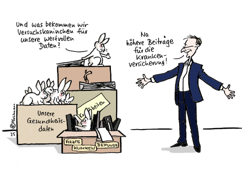 Cartoon: ePA-Kaninchen (medium) by Pfohlmann tagged lauterbach,elektronische,gesundheitsakte,patientenakte,gesundheitsdaten,datenschutz,hack,ccc,privatsphäre,versuch,test,digitalisierung,datensicherheit,cyberattacken,epa,schweigepflicht,medizin,befunde,sicherheitslücken,versuchskaninchen,gematik,lauterbach,elektronische,gesundheitsakte,patientenakte,gesundheitsdaten,datenschutz,hack,ccc,privatsphäre,versuch,test,digitalisierung,datensicherheit,cyberattacken,epa,schweigepflicht,medizin,befunde,sicherheitslücken,versuchskaninchen,gematik