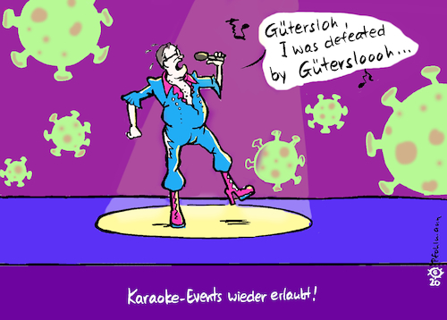 Cartoon: Gütersloh Karaoke (medium) by Pfohlmann tagged 2020,deutschland,corona,coronavirus,pandemie,gütersloh,nrw,laschet,abba,waterloo,song,contest,eurovision,karaoke,lockdown,lockerungen,2020,deutschland,corona,coronavirus,pandemie,gütersloh,nrw,laschet,abba,waterloo,song,contest,eurovision,karaoke,lockdown,lockerungen