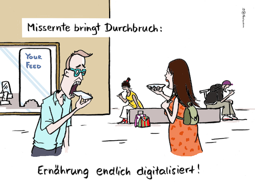 Cartoon: Handys essen (medium) by Pfohlmann tagged ernährung,ernte,ernteausfall,landwirtschaft,digitalisierung,smartphone,handy,feed,food,hitzewelle,trockenheit,dürre,ernährung,ernte,ernteausfall,landwirtschaft,digitalisierung,smartphone,handy,feed,food,hitzewelle,trockenheit,dürre