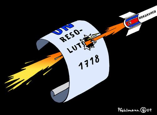 Cartoon: Raketentest (medium) by Pfohlmann tagged nordkorea,rakete,raketentest,un,uno,resolution