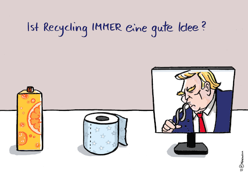 Cartoon: Recycling als Idee (medium) by Pfohlmann tagged wiederwahl,usa,trump,präsident,umwelt,recycling,wiederverwertung,organgensaft,tetrapak,verpackung,klopapier,toilettenpapier,altpapier,verfassung,gesetze,paragraf,amtszeit,demokratie,dekrete,klimaabkommen,rache,wiederwahl,usa,trump,präsident,umwelt,recycling,wiederverwertung,organgensaft,tetrapak,verpackung,klopapier,toilettenpapier,altpapier,verfassung,gesetze,paragraf,amtszeit,demokratie,dekrete,klimaabkommen,rache