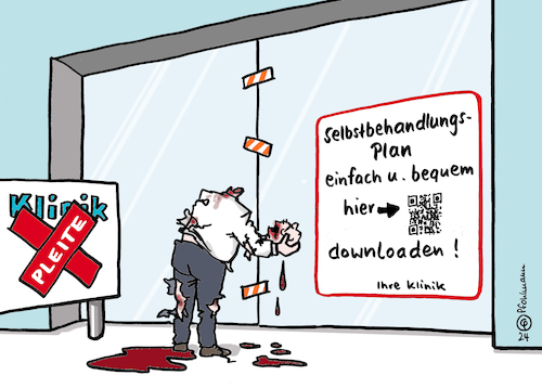 Cartoon: Selbstbehandlung (medium) by Pfohlmann tagged klinik,krankenhaus,pleite,gesundheitssystem,krankenhausreform,medizin,nofall,download,digitalisierung,bequem,bequemlichkeit,pleitewelle,patienten,personalmangel,insolvenz,klinik,krankenhaus,pleite,gesundheitssystem,krankenhausreform,medizin,nofall,download,digitalisierung,bequem,bequemlichkeit,pleitewelle,patienten,personalmangel,insolvenz