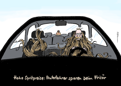 Cartoon: Sprit vs. Frisör (medium) by Pfohlmann tagged spritpreise,benzin,diesel,autofahrer,lebenshaltungskosten,inflation,friseur,frisör,haare,frisur,bart,geld,finanzen,verbraucher,wirtschaft,spritpreise,benzin,diesel,autofahrer,lebenshaltungskosten,inflation,friseur,frisör,haare,frisur,bart,geld,finanzen,verbraucher,wirtschaft