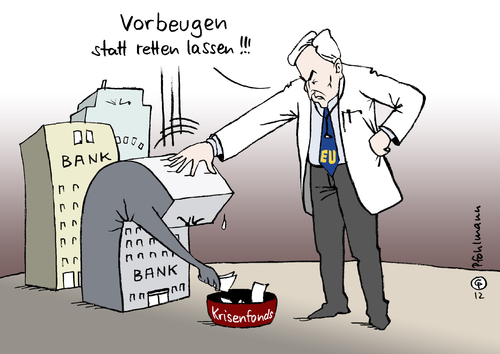 Cartoon: Vorbeugen! (medium) by Pfohlmann tagged karikatur,color,farbe,2012,eu,europa,bankenkrise,kommission,kommissar,barnier,vorbeuge,vorbeugen,beuge,bücken,krisenfonds,abgabe,bankenabgabe,rettung,krise,eurokrise,2012,eu,europa,bankenkrise,kommission,kommissar,krisenfonds,eurokrise,bankenabgabe
