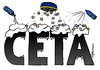 Cartoon: CETA hübsch (small) by Pfohlmann tagged karikatur,cartoon,2016,color,farbe,eu,europa,belgien,wallonie,wallonien,regionalparlament,ceta,freihandelsabkommen,sahne,duft,blumen,schön,kanada,widerstand,verschönern,blümchen