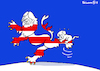 Cartoon: Hessenkatzen (small) by Pfohlmann tagged karikatur,cartoon,farbe,color,2018,deutschland,hessen,landtagswahl,landtagswahlen,union,cdu,merkel,bouffier,löwe,wappen,katze,lästig,bundeskanzlerin,umfragen,beliebtheit