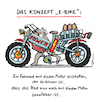 Cartoon: Konzept E-Bike (small) by Pfohlmann tagged ebike,bike,elektrofahrrad,fahrrad,technologie,gewicht,trend,strom,verkehrsmittel,fortbewegung,technik,motor,fahrzeug