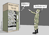 Cartoon: Munition to go (small) by Pfohlmann tagged karikatur,cartoon,2017,color,farbe,deutschland,bundeswehr,affäre,flüchtling,soldat,offizier,munition,automat,to,go,parole,ausländer,raus,rechtsextremismus,rechtsextrem,mitnahme