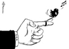 Cartoon: Parteitwitter (small) by Pfohlmann tagged karikatur,cartoon,sw,2012,deutschland,cdu,twitter,internet,nachrichten,zensur,pressefreiheit,medien,bezahlung,einfluss,kurznachrichten,tweet,vogel,zwitschern,kette,partei,parteien,parteitag,finger