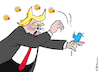 Cartoon: Twitter-Liebeskummer (small) by Pfohlmann tagged 2020,usa,trump,twitter,liebeskummer,emoji,smiley,fake,news,social,media,vogel,katze