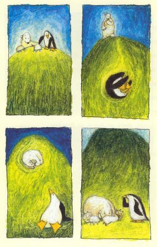 Cartoon: About Penguin and Polarbear (medium) by mattheaodolphie tagged nature,children,book,fun,animal,penguin,polarbear,crayon,