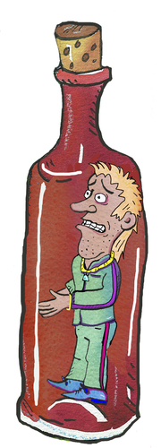 Cartoon: alkohol alkoholiker sucht wein (medium) by sabine voigt tagged alkohol,alkoholiker,sucht,wein,gesundheit,krankheit,schnaps,flasche
