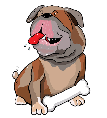 Cartoon: mopps bulldogge (medium) by sabine voigt tagged mopps,bulldogge,hund,kampfhund,hundefutter,tier,rapper