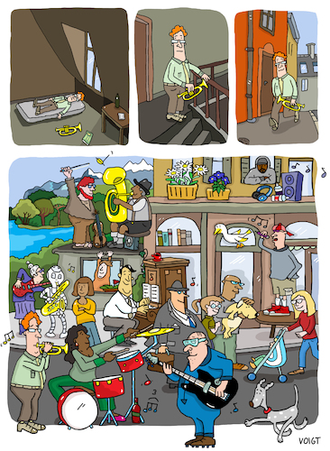Cartoon: Musik (medium) by sabine voigt tagged musik,cartoon,jazz,festival,party,leben,glück,freizeit