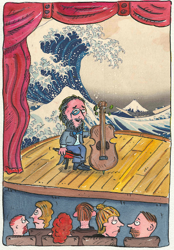 Cartoon: Offenbach Musik (medium) by sabine voigt tagged offenbach,musik,komponist,köln,klassik,instrumente,oper