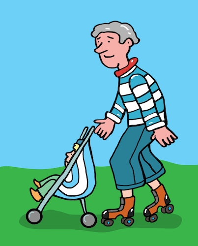 Cartoon: Opa und Enkel (medium) by sabine voigt tagged cartoon,enkel,großeltern,besuch,pflege,pflegeheim,überalterung,alter,senioren