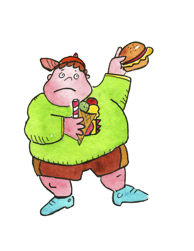 Cartoon: pause schule diät Übergewicht (medium) by sabine voigt tagged diät,übergewicht,pause,schule,schulbrot,pausenbrot,ernährung,gesundheit,erziehung,kindergarten