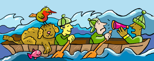 Cartoon: Rudern Boot (medium) by sabine voigt tagged rudern,boot,kanu,sport,wasser,freizeit,fluss,tourismus,wettkampf