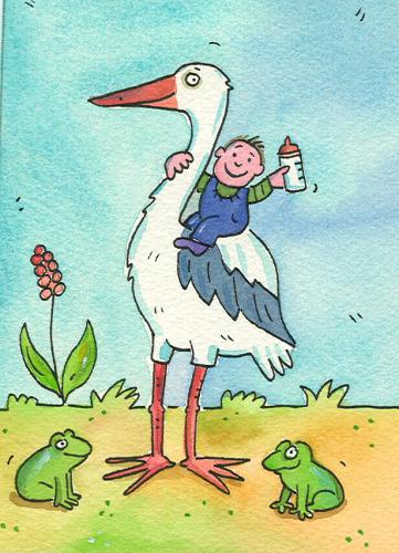 Cartoon: Storch (medium) by sabine voigt tagged birth