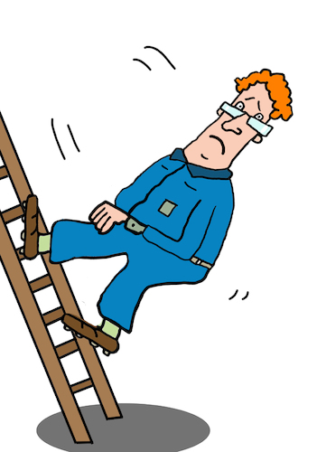 Cartoon: Unfall Leiter (medium) by sabine voigt tagged unfall,leiter,haushalt,versicherung,sturz,risiko,handwerker