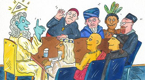 Cartoon: various religions (medium) by sabine voigt tagged religion,