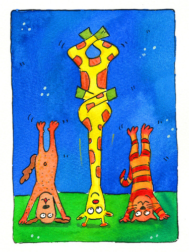 Cartoon: yoga meditation (medium) by sabine voigt tagged yoga,meditation,entspannung,asana,kopfstand